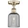 Edison Bridal Veil 5" Semi-Flush Mount Antique Brass Light Smoke Shade