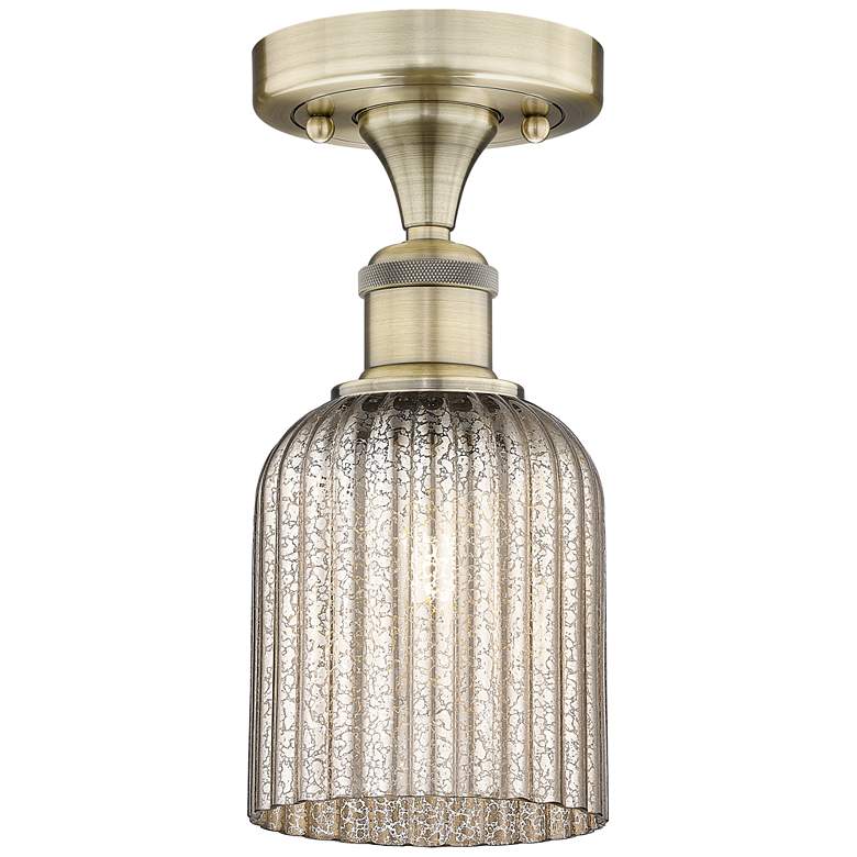 Image 1 Edison Bridal Veil 5" Semi-Flush Mount Antique Brass Mercury Shade