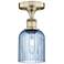 Edison Bridal Veil 5" Semi-Flush Mount Antique Brass Princess Blue Shade