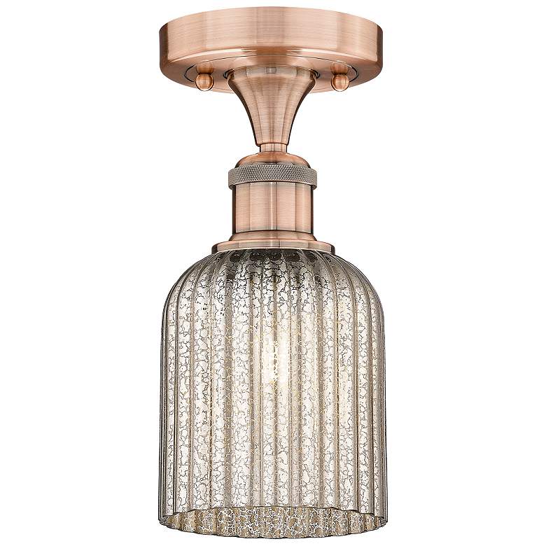 Image 1 Edison Bridal Veil 5" Semi-Flush Mount Antique Copper Mercury Shade