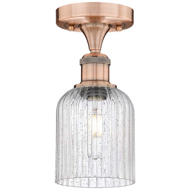 Image 1 Edison Bridal Veil 5" Semi-Flush Mount Antique Copper Seedy Shade