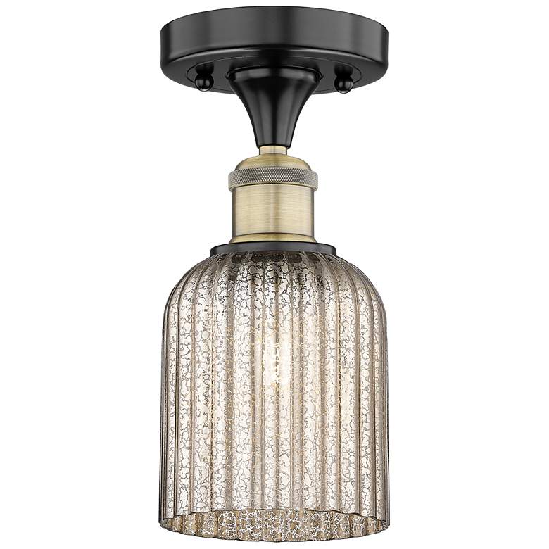 Image 1 Edison Bridal Veil 5" Semi-Flush Mount Black Antique Brass Mercury Shade