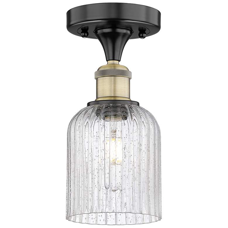 Image 1 Edison Bridal Veil 5" Semi-Flush Mount Black Antique Brass Seedy Shade