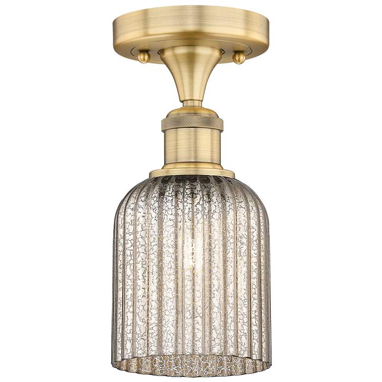 Image 1 Edison Bridal Veil 5" Semi-Flush Mount Brushed Brass Mercury Shade
