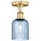 Edison Bridal Veil 5" Semi-Flush Mount Brushed Brass Princess Blue Shade