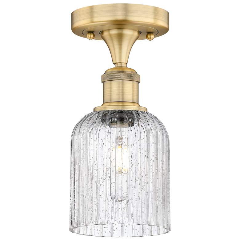 Image 1 Edison Bridal Veil 5" Semi-Flush Mount Brushed Brass Seedy Shade