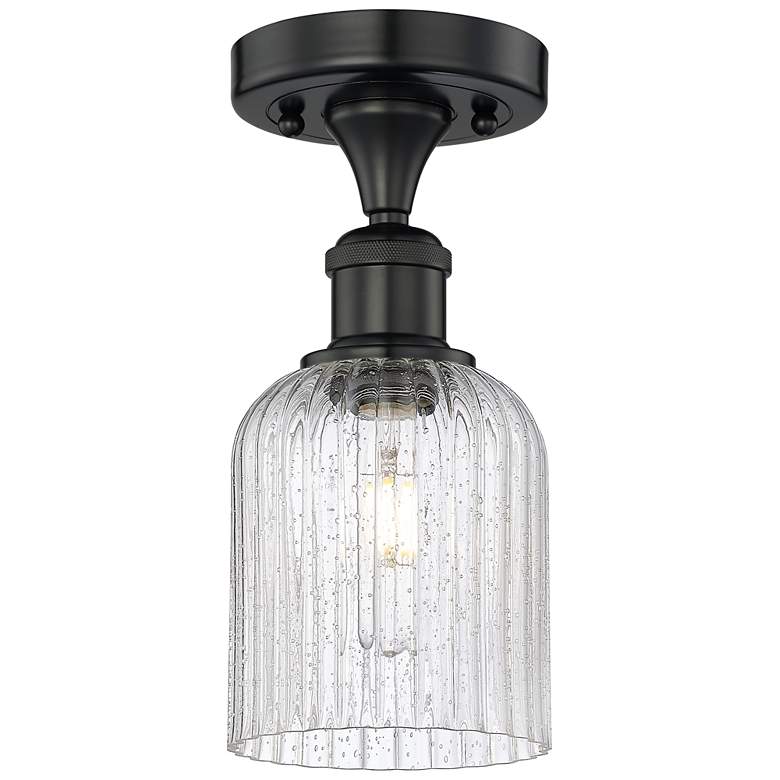 Image 1 Edison Bridal Veil 5" Semi-Flush Mount Matte Black Seedy Shade