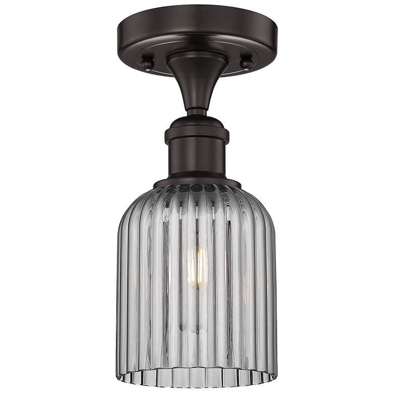 Image 1 Edison Bridal Veil 5" Semi-Flush Mount Oil Rubbed Bronze Light Smoke Shade