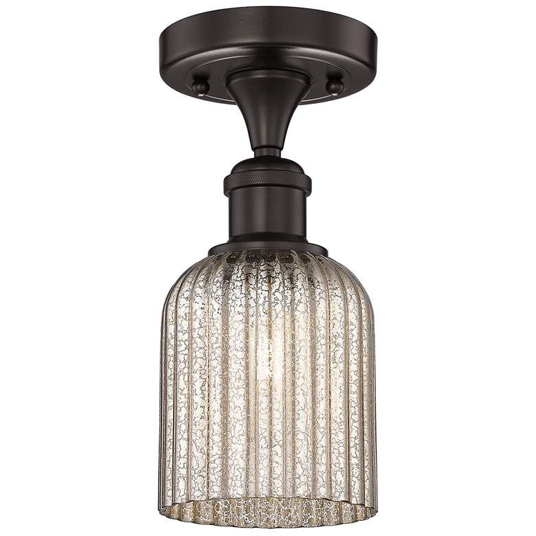 Image 1 Edison Bridal Veil 5" Semi-Flush Mount Oil Rubbed Bronze Mercury Shade