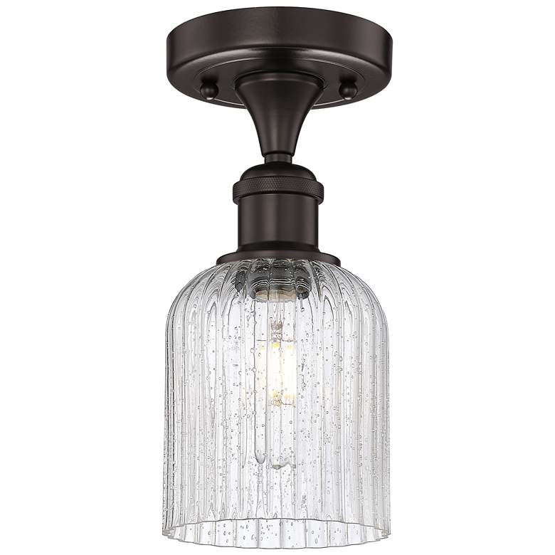 Image 1 Edison Bridal Veil 5" Semi-Flush Mount Oil Rubbed Bronze Seedy Shade
