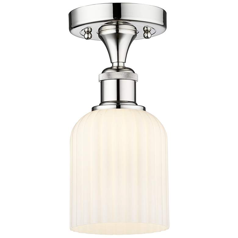 Image 1 Edison Bridal Veil 5" Semi-Flush Mount Polished Chrome Gloss White Shade