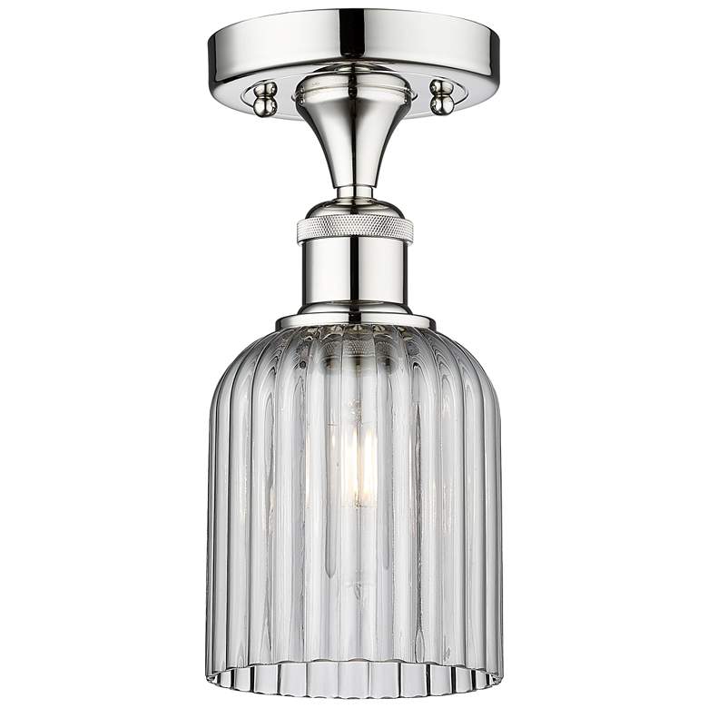Image 1 Edison Bridal Veil 5" Semi-Flush Mount Polished Chrome Light Smoke Shade