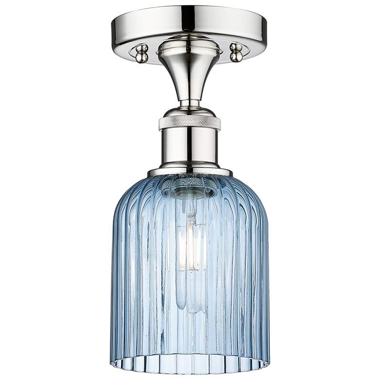 Image 1 Edison Bridal Veil 5" Semi-Flush Mount Polished Chrome Princess Blue Shade