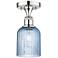 Edison Bridal Veil 5" Semi-Flush Mount Polished Chrome Princess Blue Shade