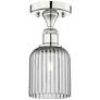Edison Bridal Veil 5" Semi-Flush Mount Polished Nickel Light Smoke Shade