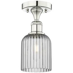 Edison Bridal Veil 5" Semi-Flush Mount Polished Nickel Light Smoke Shade