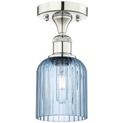 Edison Bridal Veil 5" Semi-Flush Mount Polished Nickel Princess Blue Shade