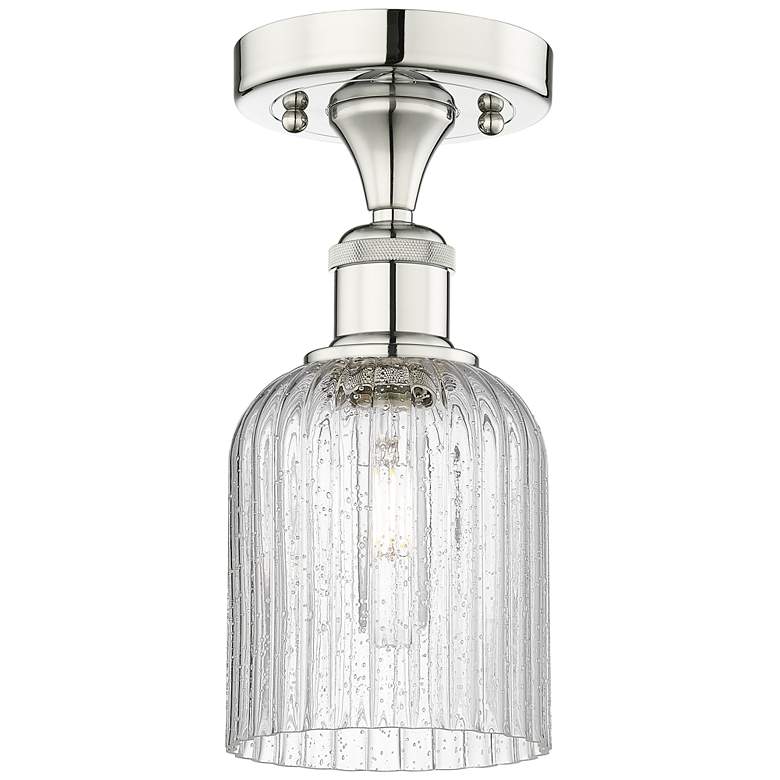 Image 1 Edison Bridal Veil 5" Semi-Flush Mount Polished Nickel Seedy Shade