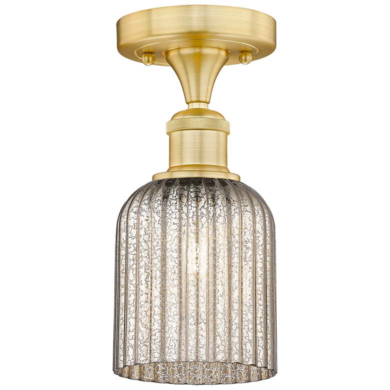 Image 1 Edison Bridal Veil 5" Semi-Flush Mount Satin Gold Mercury Shade
