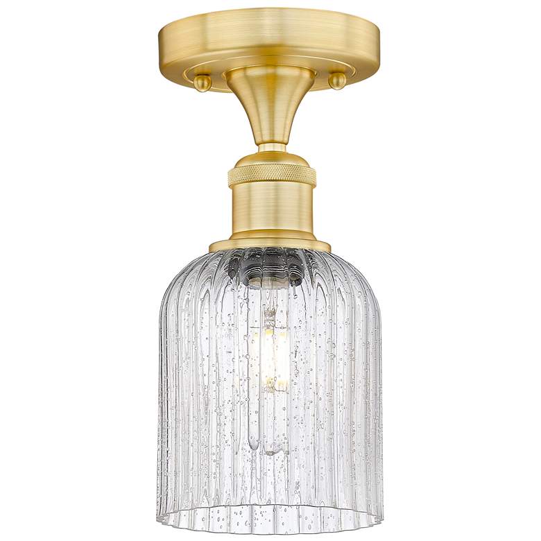 Image 1 Edison Bridal Veil 5" Semi-Flush Mount Satin Gold Seedy Shade