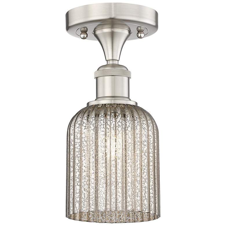 Image 1 Edison Bridal Veil 5" Semi-Flush Mount Satin Nickel Mercury Shade