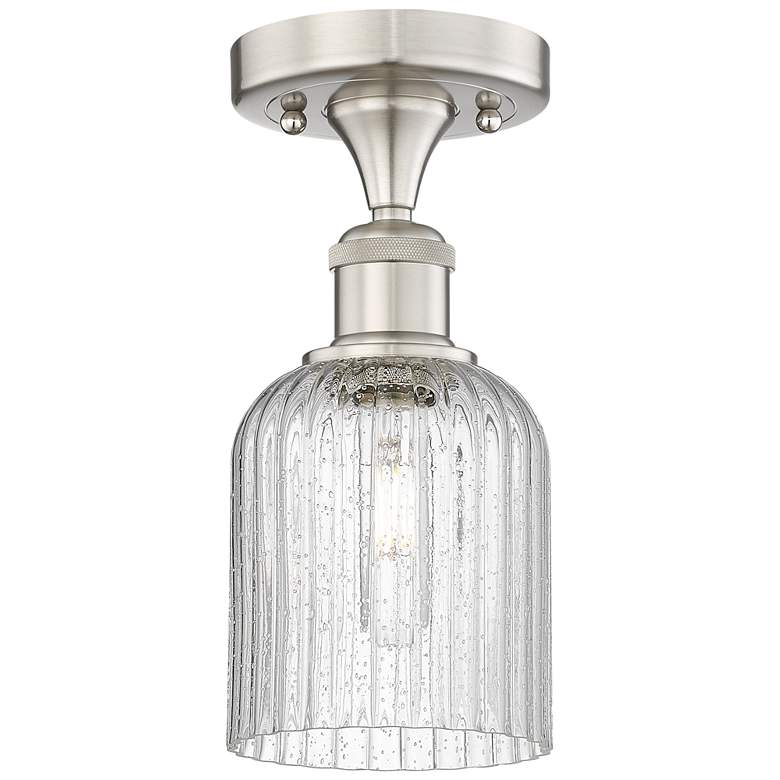 Image 1 Edison Bridal Veil 5" Semi-Flush Mount Satin Nickel Seedy Shade