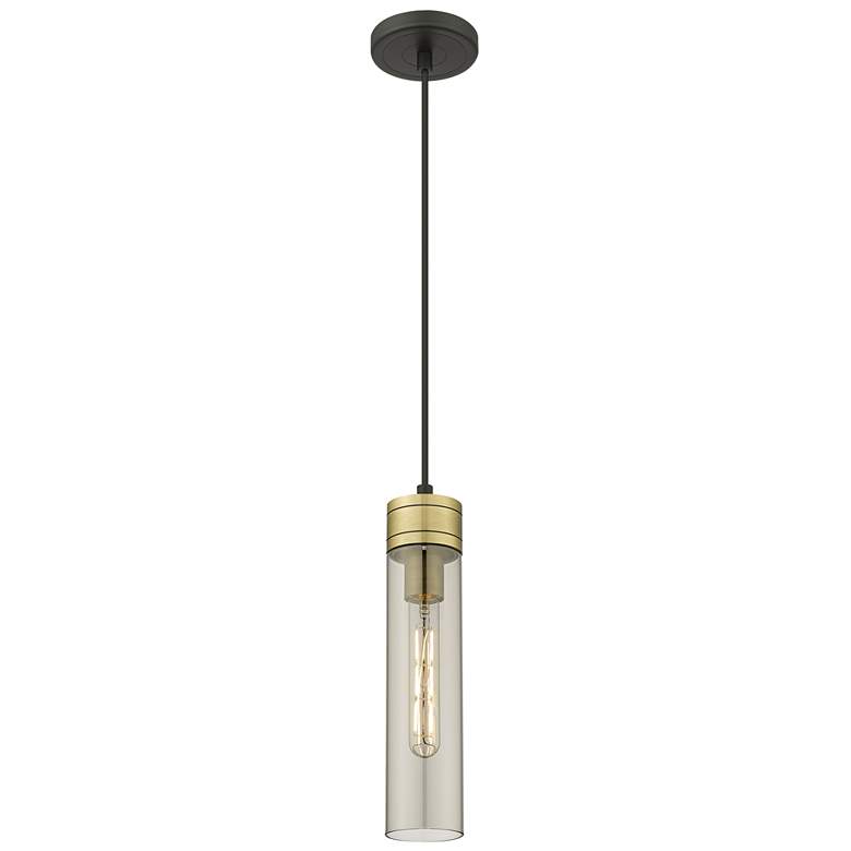 Image 1 Edison Bridal Veil 5" Stem Hung Mini Pendant Antique Brass Gloss White