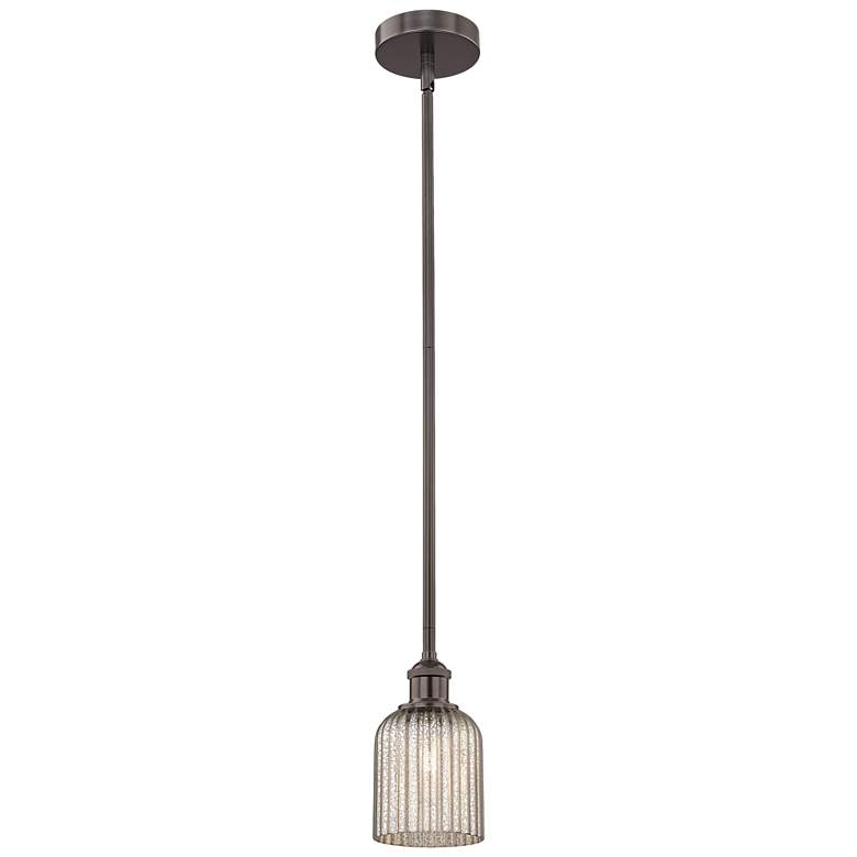Image 1 Edison Bridal Veil 5" Stem Hung Mini Pendant Black Brass Gloss White