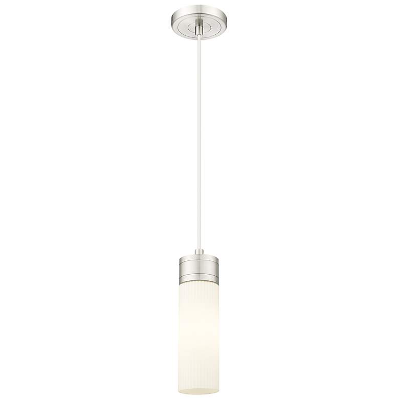 Image 1 Edison Bridal Veil 5" Stem Hung Mini Pendant Brushed Brass Gloss White