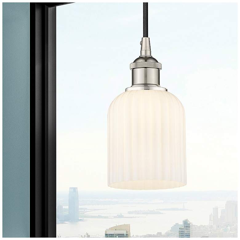 Image 3 Edison Bridal Veil 5" Stem Hung Mini Pendant Polished Nickel Princess Blue more views