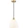 Edison Bristol 9"W Satin Gold with White Glass Mini Pendant