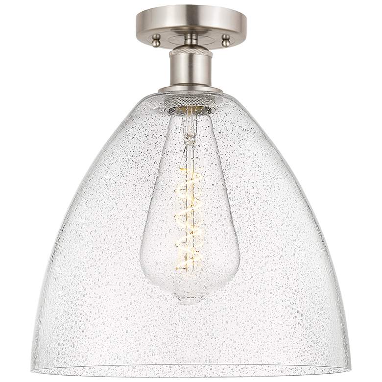 Image 1 Edison Bristol Glass 12" Semi-Flush Mount - Brushed Satin Nickel - Se