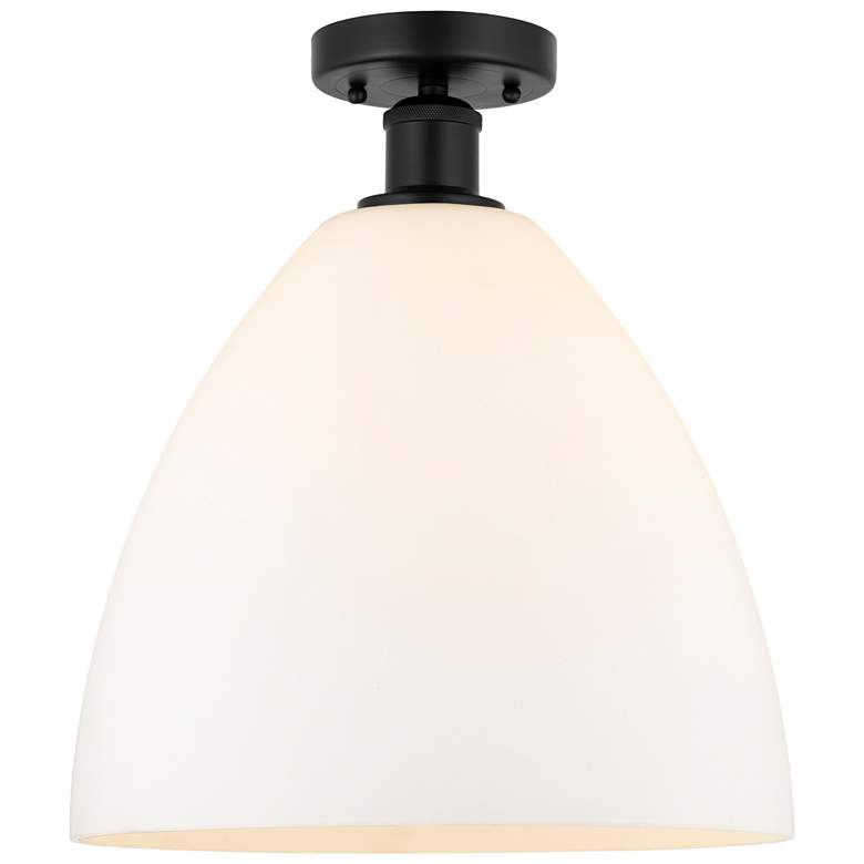 Image 1 Edison Bristol Glass 12" Semi-Flush Mount - Matte Black - Matte White
