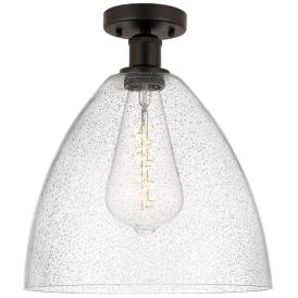 Edison Bristol Glass  12" Semi-Flush Mount - Oil Rubbed Bronze - Seedy Edison Bristol Glass  12" Semi-Flush Mount - Oil Rubbed Bronze - Seedy