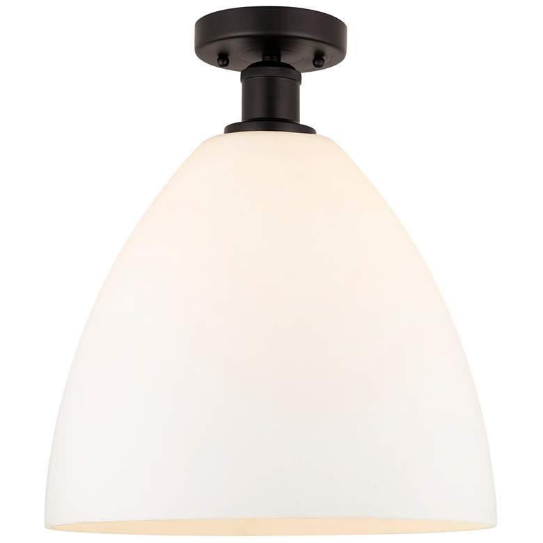 Image 1 Edison Bristol Glass 12" Semi-Flush Mount - Oil Rubbed Bronze - White
