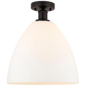 Edison Bristol Glass  12" Semi-Flush Mount - Oil Rubbed Bronze - White Edison Bristol Glass  12" Semi-Flush Mount - Oil Rubbed Bronze - White