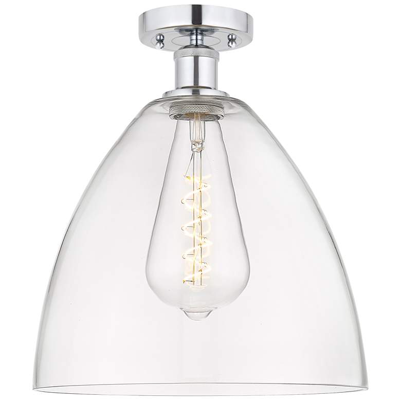 Image 1 Edison Bristol Glass 12" Semi-Flush Mount - Polished Chrome - Clear S