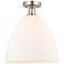 Edison Bristol Glass 12" Semi-Flush Mount - Satin Nickel - Matte Whit