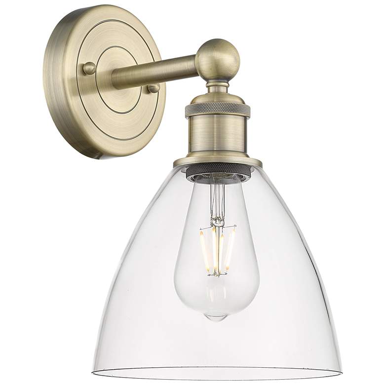 Image 1 Edison Bristol Glass 12"High Antique Brass Sconce With Clear Shade