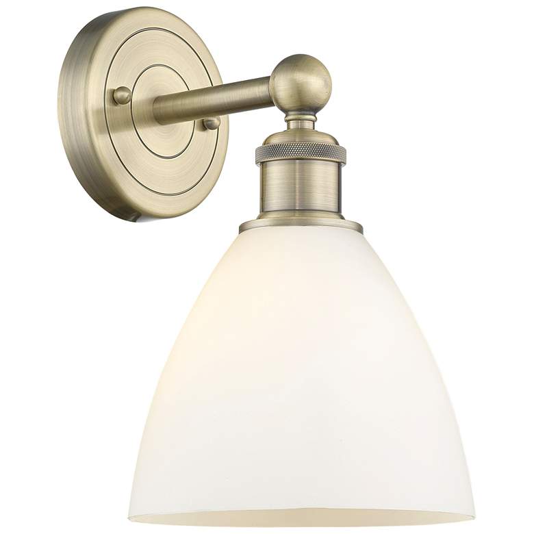 Image 1 Edison Bristol Glass 12"High Antique Brass Sconce With Matte White Sha