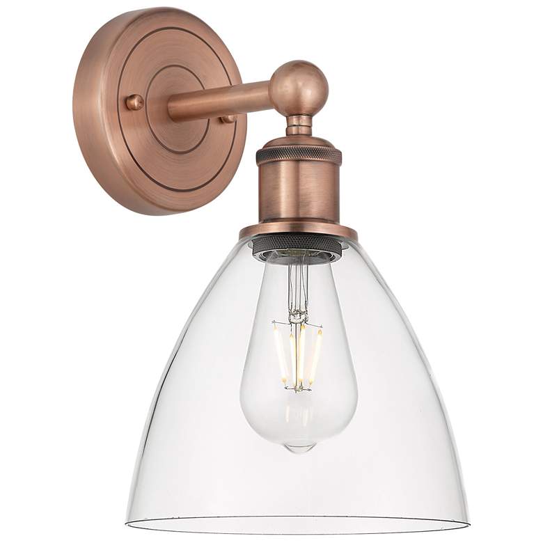 Image 1 Edison Bristol Glass 12"High Antique Copper Sconce With Clear Shade