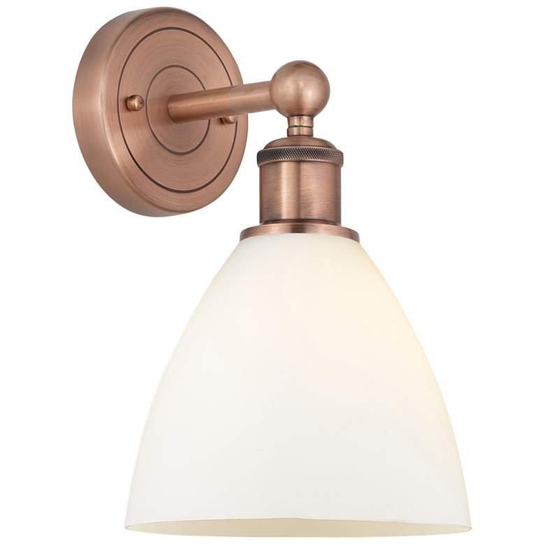 Image 1 Edison Bristol Glass 12"High Antique Copper Sconce With Matte White Sh