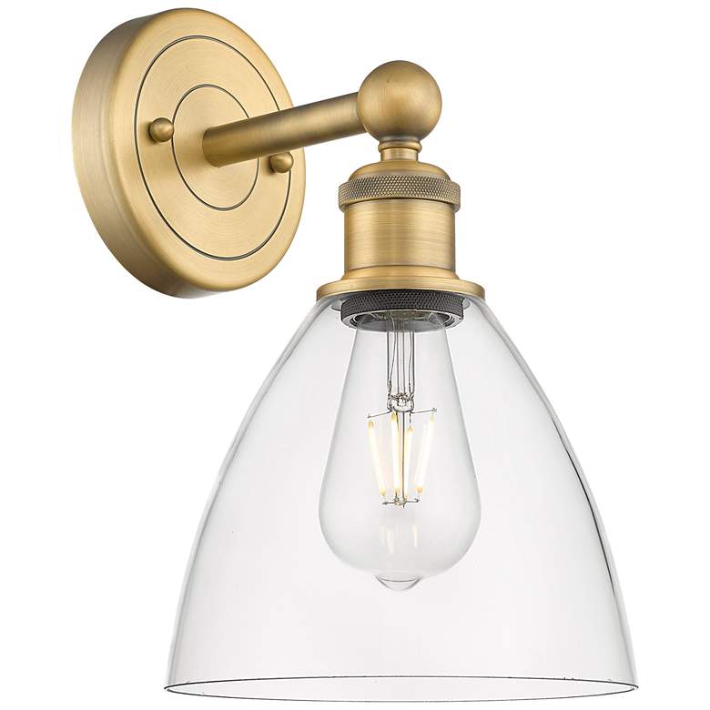 Image 1 Edison Bristol Glass 12"High Brushed Brass Sconce With Clear Shade