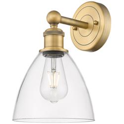 Edison Bristol Glass 12"High Brushed Brass Sconce With Clear Shade