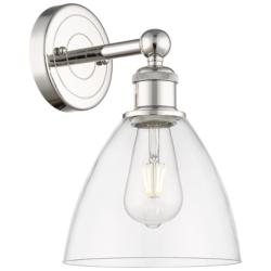 Edison Bristol Glass 12&quot;High Polished Nickel Sconce With Clear Shade