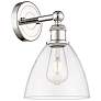 Edison Bristol Glass 12"High Polished Nickel Sconce With Clear Shade