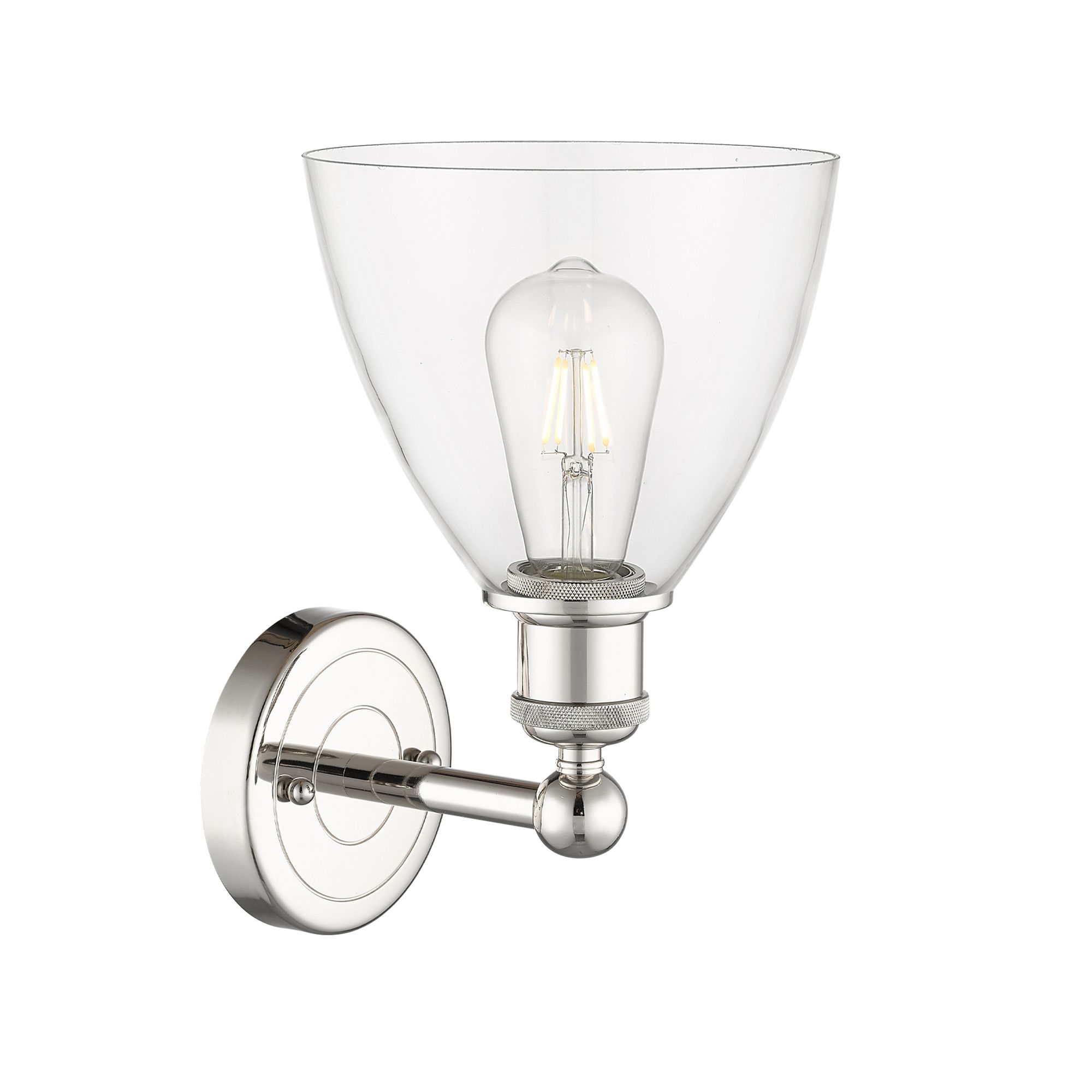 Image 2 Edison Bristol Glass 12"High Polished Nickel Sconce With Clear Shade more views