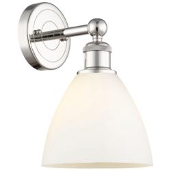 Edison Bristol Glass 12&quot;High Polished Nickel Sconce With Matte White S