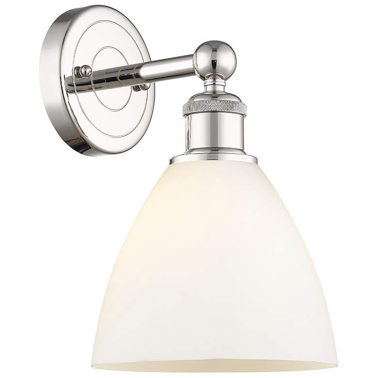 Image 1 Edison Bristol Glass 12"High Polished Nickel Sconce With Matte White S
