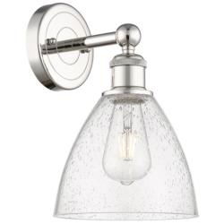 Edison Bristol Glass 12&quot;High Polished Nickel Sconce With Seedy Shade